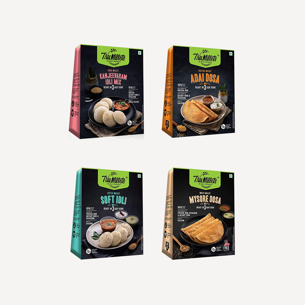 Healthy and Tasty Ready to Cook Combo | Soft Idli, Kanjeevaram Idli, Mysore Masala & Adai Dosa