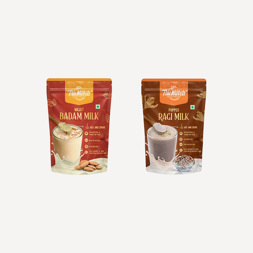 Healthy Millet Drink | Instant Mix | Popped Ragi Milk & Badam Milk