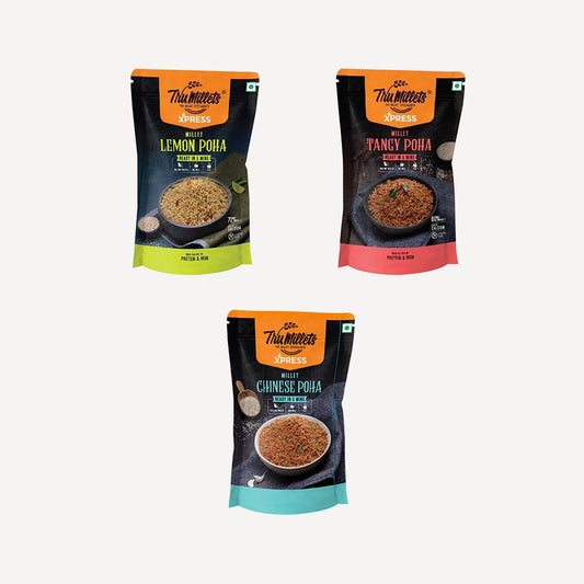 Healthy Millet Instant Mix Breakfast Combo | Chinese Poha, Tangy Poha & Lemon Poha